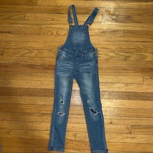 Justice slim denim overalls